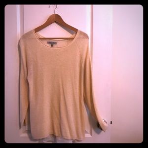 Lightweight cream sweater with slit back, Large
